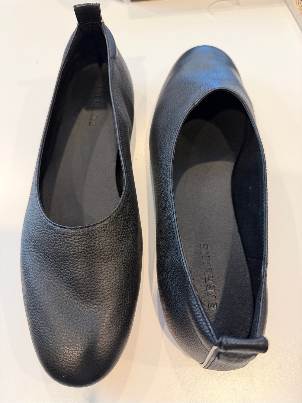 Everlane Black Leather Ballet Flats